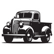 © Sadia - Classic Hauler Vintage Pickup Emblem Retro Rides Black Truck Icon, Vintage Pickup Truck Logo Monochrome Design Style