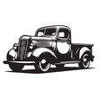 © Sadia - Classic Hauler Vintage Pickup Emblem Retro Rides Black Truck Icon, Vintage Pickup Truck Logo Monochrome Design Style