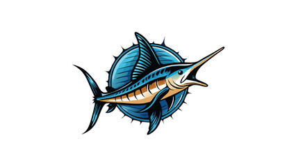 Create a realistic vector illustration of a marlin, with detailed scales, sharp fins, and a powerful, dynamic pose.