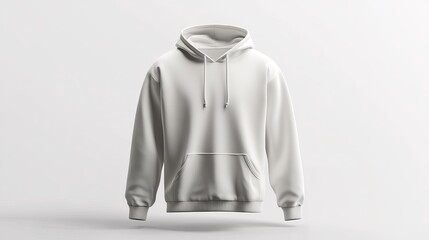 3D rendering and illustration of a blank hooded sweatshirt mockup isolated on a white background designed for print