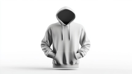 3D rendering and illustration of a blank mens hooded sweatshirt mockup isolated on a white background designed for print