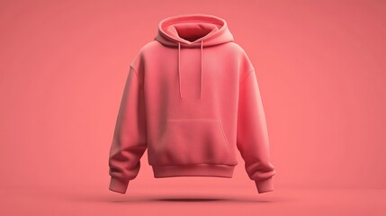 3D rendering and illustration of an oversized hooded sweatshirt mockup designed for print