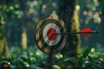 Wall Mural - A target in the middle of a forest, perfect for archery or hunting themes