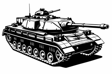 Military tank silhouette vector Illustration