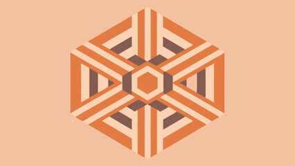 Wall Mural - Geometric abstract hexagon design in warm orange and brown