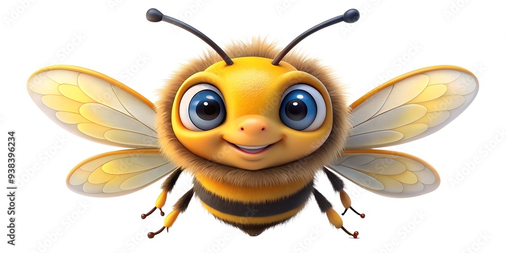 3d cartoon illustration of cute honey bee in a transparent background ...