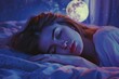 © Babb - A woman is sleeping on a bed with a moon in the background