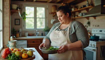 woman cooking in kitchen