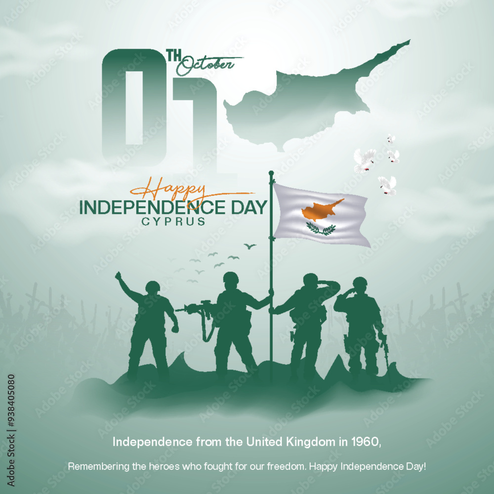 Happy Independence Day of Cyprus social media post free template Stock ...