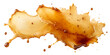 © Bravo PNG - Large coffee spill with splashes and droplets, isolated for creative projects. Transparent PNG file.