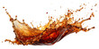 © Bravo PNG - Dark cola splash with droplets and fizzy bubbles, isolated. Ideal for beverage designs. Transparent PNG file.