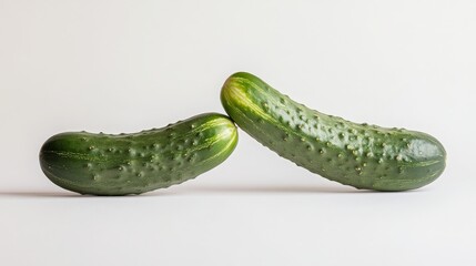 Two cucumbers, white background, copy and text space, 16:9