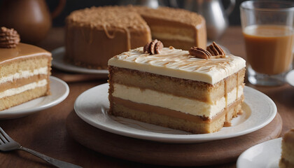 Sticker - piece of dulce de leche cake on a plate