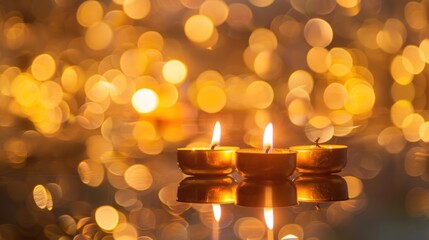 Candles with lights bokeh background