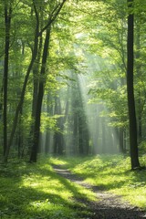 Poster - Glimmers of sunlight filtering through the trees, illuminating a path of resilience and growth