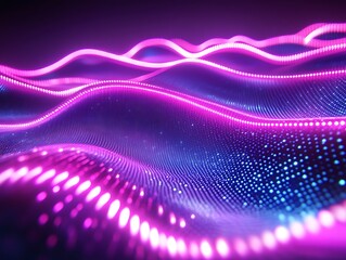 Wall Mural - Dynamic, interwoven neon waves.