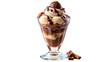 © PNG King - Chocolate and vanilla ice cream sundae in glass, dessert topping, indulgent sweet treat, transparent PNG file