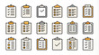 © Photo zone - Checklist clipboards - set of flat linear icons, pixel perfect, editable stroke