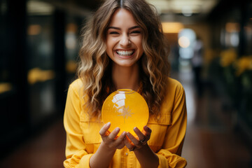 Poster - A heartfelt smile brightening someone's day, spreading joy and positivity wherever it goes. Concept of happiness. Generative Ai.