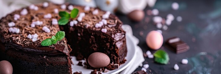 Sticker - Classic chocolate cake for Easter celebrations