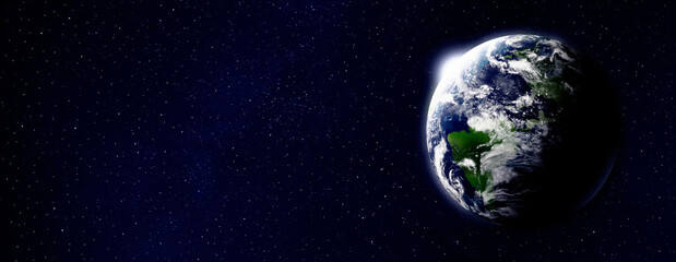 Wall Mural - Planet Earth in space, banner design with space for text. Image elements furnished by NASA