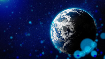 Wall Mural - Planet Earth in space, banner design with space for text. Image elements furnished by NASA
