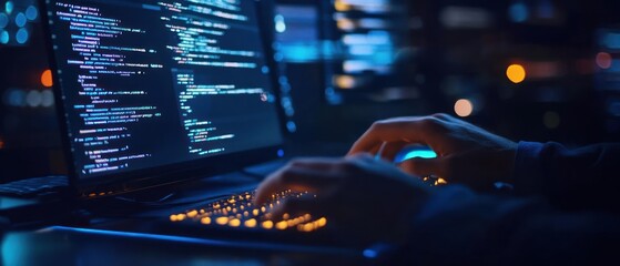 Programmer Typing Code on Keyboard 