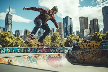 Skateboarding in the City: A Thrilling Jump