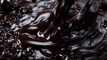 Wall Mural - close-up of black liquid with ripples and reflections.