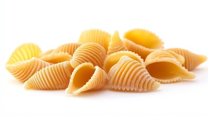 Wall Mural - Uncooked pasta shells isolated on white background.