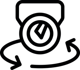 Sticker - Line icon of an action camera rotating, representing its ability to film in all directions