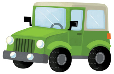 Wall Mural - cool looking cartoon terrain offroad car vehicle transportation isolated illustration for kids