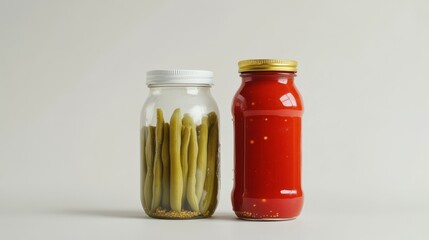 Wall Mural - A jar of preservatives with fresh tomatoes and milk.