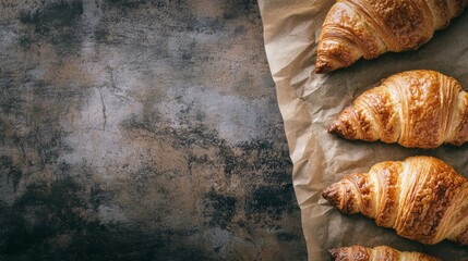 The top of a tray of croissants is dusted with powdered sugar