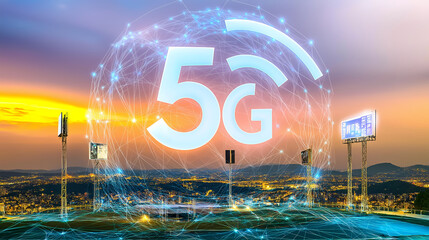 An illustration of the 5G technology network, Telecommunications industry