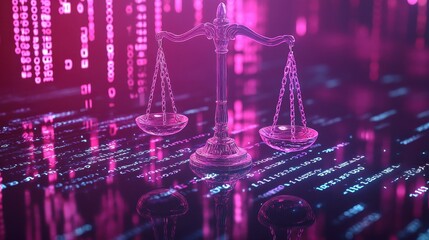 Online trial symbolism with judicial scales in virtual court environment