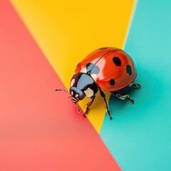 Ladybug isolated on colorful background