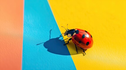 Ladybug isolated on colorful background