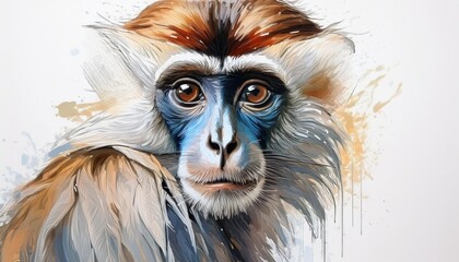 Canvas Print - Langur in watercolor 