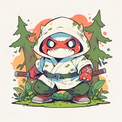 Sticker - A Cute Cartoon Character in a White Hood