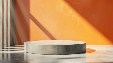 Wall Mural - Concrete podium with sunlight and shadows.