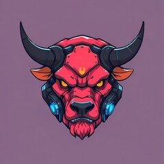 Wall Mural - Cybernetic Bull Head Illustration