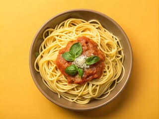 Spaghetti with marinara sauce and Parmesan cheese