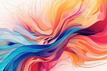 Wall Mural - A vibrant abstract organic form that blends fluid, realistic, and fantastical elements. Ultra-detailed textures and bold, dynamic lines create an intricate, captivating composition. Abstract colorful 