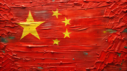 Wall Mural - Flag of China oil painting and palette knife