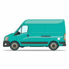 Teal Delivery Van with Sliding Doors: Sleek Logo Concept