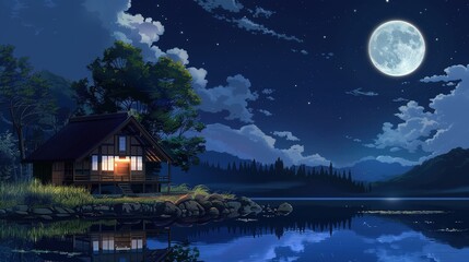 Canvas Print - Night_anime_landscapes_wate