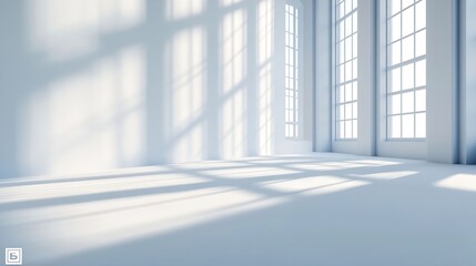 Fototapete - Abstract white studio background for product presentation Empty room with shadows of window Display product with blurred backdrop : Generative AI