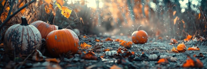 Canvas Print - Harvesting Pumpkins for Autumn Decorations