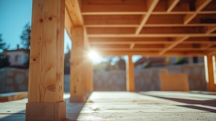 Aufkleber - The new construction boom in Spain is the construction of houses with a wooden structure here are some unique construction details : Generative AI